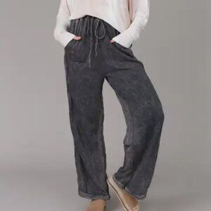 002- So Comfy Wide Leg Full Pant - New Charcoal